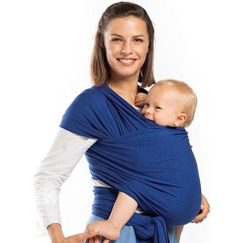 Boba Baby Wrap Carrier – Original Baby Sling Carrier for Newborns (7–35 lbs), Soft, Secure, Hands-Free & Ergonomic, Ideal for Comfortable Bonding, New Parents (Serenity Dark Blue)