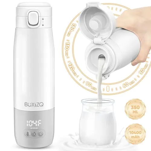 Portable Bottle Warmer for Travel,Portable Milk Warmer for Baby-12oz Ceramic Heater Heating,Fast Charging & Cordless Milk Warmer -Dual Heating Modes for Breast Milk & Water