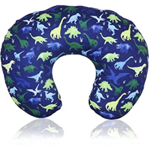Dinosaur Nursing Pillow Cover, Breastfeeding Pillow Slipcover for Baby Boys & Girls, Nursing Pillow Case for Newborn, Soft Fabric Fits Snug On Infant, Washable & Breathable, Watercolor Dinosaur Blue