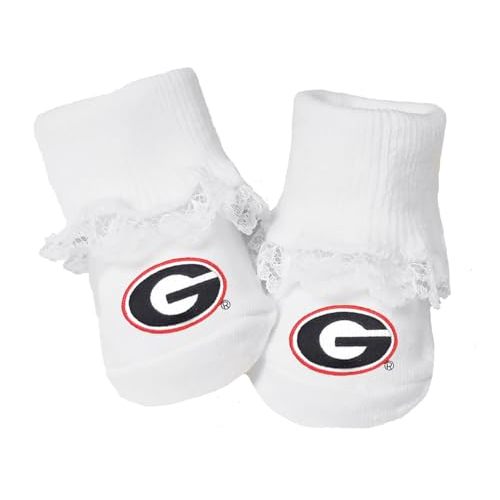 Future Tailgater University of Georgia Bulldogs Baby Toe Bootie Socks with Lace