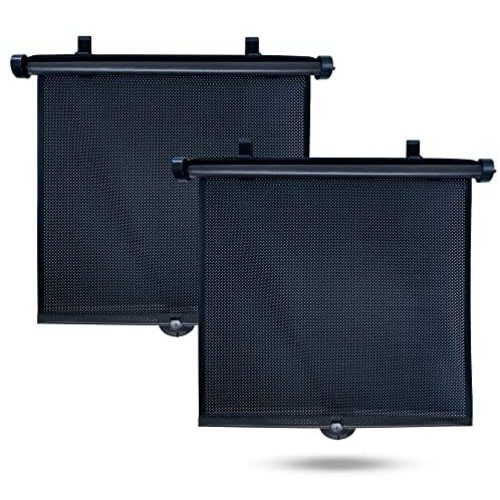 EcoNour Car Side Window Sun Shade (2 Pack) | Retractable Car Roller Sunshade for Kids, Pets | Baby Car Window Shades for UV and Sun Glare Protection | Baby Car Travel Accessories (15"x17")