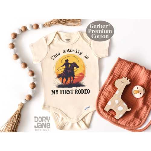 This Is My First Rodeo ONESIES® Brand Bodysuit Horse Rodeo Baby Bodysuit Cute Rodeo Baby Outfit Cute Baby Shower Gift Premium Cotton