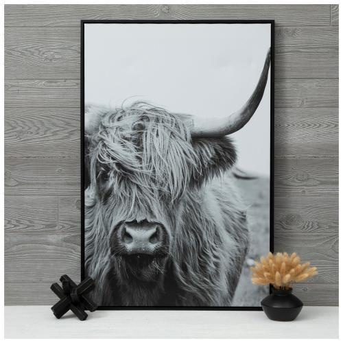 Black &amp; White Highland Cow Canvas Wall Decor