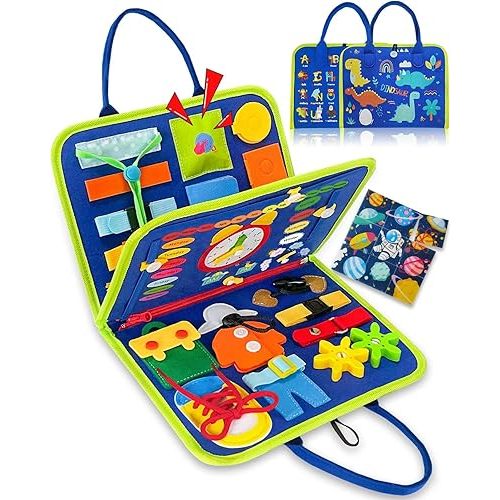 Exorany Busy Board Montessori Toys for 1 2 3 4 Year Old Boys & Girls Birthday Gifts, Sensory Toys for Toddlers 1-3, Educational Travel Preschool Toddler Activities Learning Fine Motor Skills