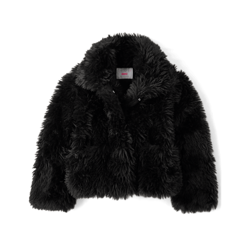 Girls Faux Fur Coat - Black