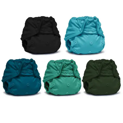 Kanga Care Rumparooz Reusable Cloth Diaper Covers One Size for Fitted Diapers and Prefolds with Leg Double Gusset (5pk) - Boy Solids