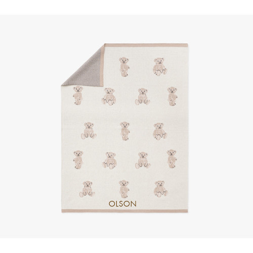 Teddy Bear Cotton Knit Baby Blanket
