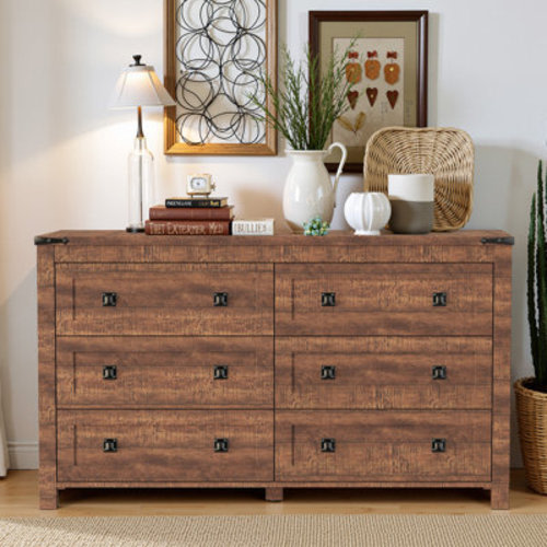 Gracie Oaks Farmhouse 6 - Drawer Dresser Rustic Style | Wayfair