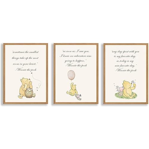 3PCS Winnie Poster Decorations-Baby Room Decorations-Nursary Stuff Winnie Nursery Posters Wall Decor, Pooh Baby Shower Decor, Winnie the Pooh Room Decor