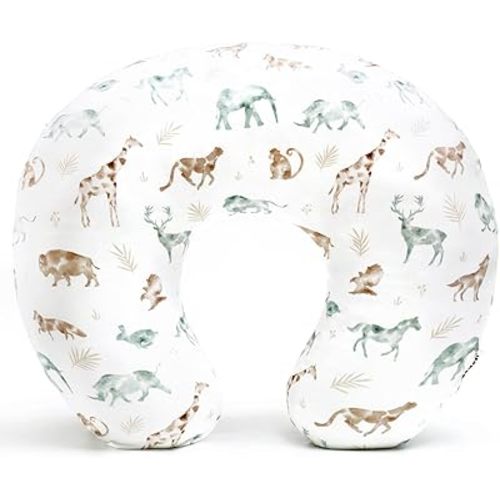 GRSSDER Nursing Pillow Cover Stretchy Minky Removable Nursing Covers for Breastfeeding Pillows, Ultra Soft Comfortable Slipcover for Baby Boy and Girls, Stylish Pretty Animals