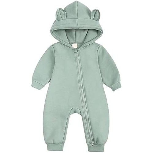 Baby Fleece Jumpsuit Hoodie Side Zipper Solid Color Romper Winter Coat Onesi𝐞 Winter Thick Warm Outfits for Girls Boys