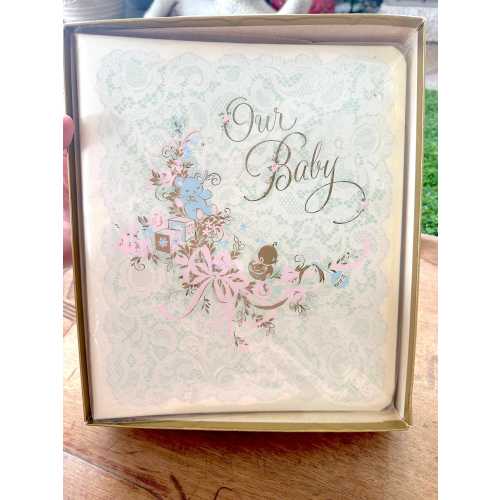 Absolutely Charming Mid Century Hallmark Baby Book Unused with Original Box and Space for Everything