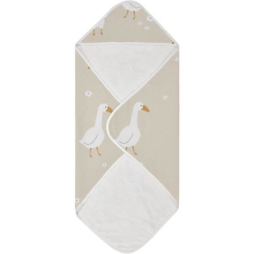 Aslsiy Hooded Baby Towels Cute White Gooses Toddler Bath Towels for Newborn Cotton Soft Baby Beach Infant Towel Bathrobe for 0-6 Years Boys Girls 35x35in
