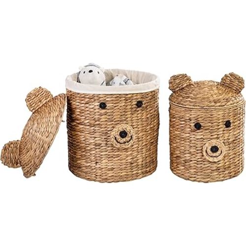 Honey-Can-Do Set of Two Bear Shaped Storage Baskets, Natural STO-09152 Natural Small