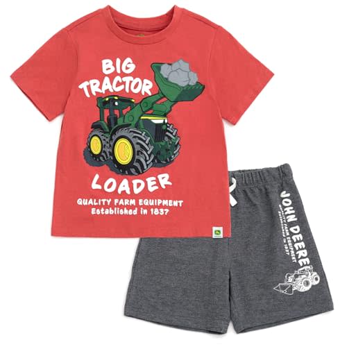 John Deere T-Shirt and French Terry Shorts Outfit Set Newborn to Little Kid Sizes (3-6 Months - 7-8)