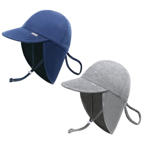 Duoyeree UPF 50+ Baby Sun Protection Hat with Neck Flap Kids Infant Toddler Beach Hat for Boys Girls 0-5T