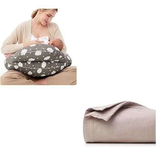 Momcozy Nursing Pillow Muslin Quilt Blanket