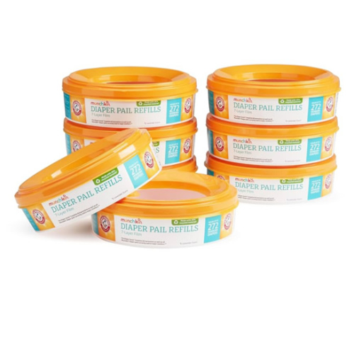 Munchkin® Arm & Hammer Diaper Pail Refill Rings, Holds up to 2,176 Newborn Diapers, 8 Pack
