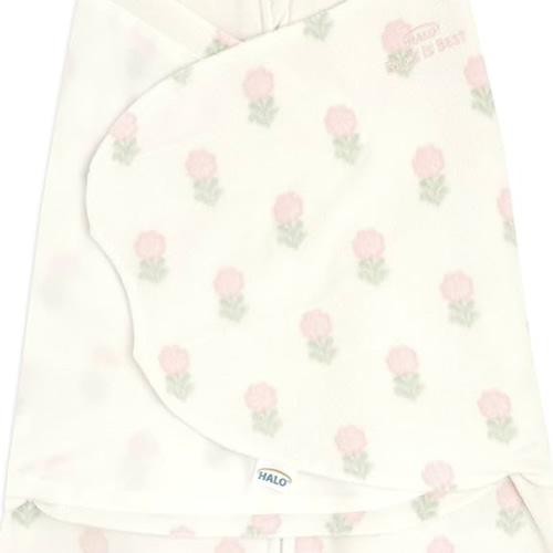 HALO Micro-Fleece Sleepsack Swaddle, 3-Way Adjustable Wearable Blanket, TOG 3.0, Block Flower, Newborn, 0-3 Months