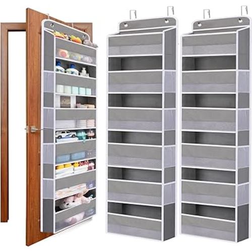 2 Pack Heavy Duty Over the Door Organizer Storage, 6 Shelf Hanging Organizer Storage, 50lbs Back of Door Organizer for Nursery, Bathroom, Dorm, Closet, Home Storage Organization