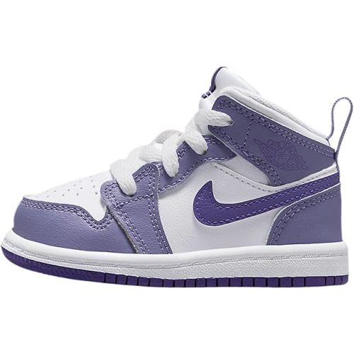 Jordan 1 Mid Baby/Toddler Shoes (Dusty Amethyst/White/Court Purple)