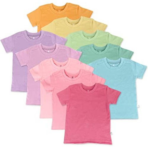 12 months HonestBaby Multipack Short Sleeve T-Shirt Tee 100% Organic Cotton Infant Baby, Toddler, Little Kids Boys, Girls, Unisex