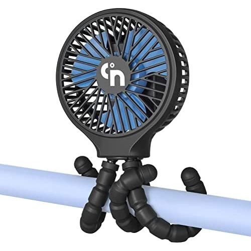 WiHoo Mini Handheld Stroller Fan,Personal Portable Fan Car Seat Baby Fan with Flexible Tripod Fix on Stroller,USB or Battery Operated Desk Fan Adjustable 3 Speeds for Camping