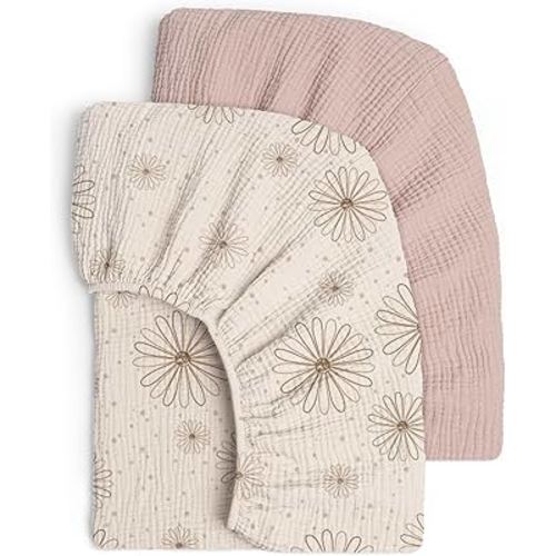 Lulu moon Muslin Crib Sheets - Fitted Crib Mattress Sheets for Boys and Girl - 28"x 52", 2 Pack
