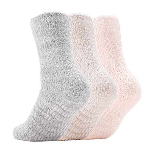 Breslatte Ultra Thick Calf Fuzzy Slipper Socks for Women Non Slip Winter Warm Socks Womens Gifts