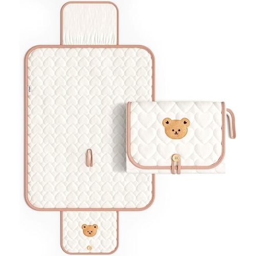 Baby Changing Pad Portable | Portable Changing Pad for Baby | Travel Diaper Changing Pad | Compact & Foldable Baby Diaper Changing Mat | Baby Changing Mat Portable | Bear - 21.5" x 27.5"