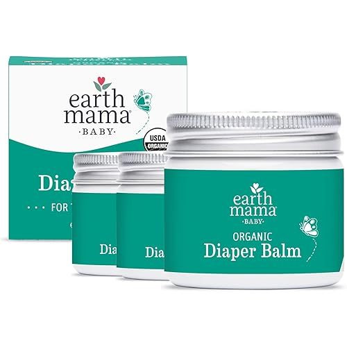 Earth Mama Organic Diaper Balm 2-Ounce | Diaper Cream for Baby | EWG Verified, Petroleum & Artificial Fragrance-Free with Calendula for Sensitive Skin (3-Pack)