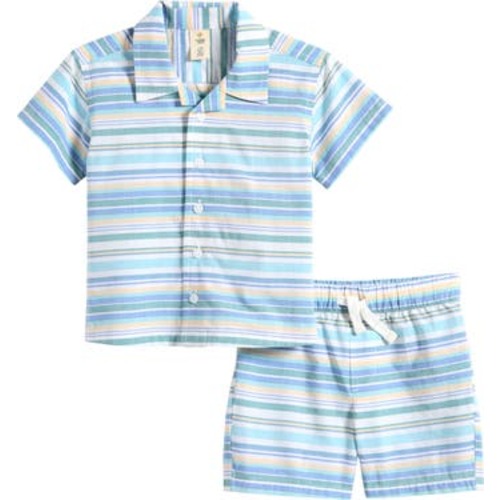 Patterned Cotton Camp Shirt & Drawstring Shorts Set, 9M