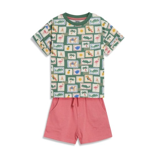 Tropical Postcard Print T-Shirt & Shorts Set, 6-12M