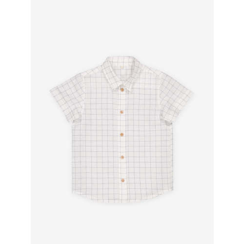 Baby Barthelemy White Shirt - Charcoal Squares – Manymoons