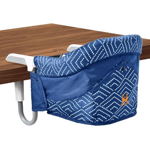 MTWML Portable High Chair for Table,Hook On High Chair That Attaches to Table,Space Saver Clip On Counter Seat for Baby,Easy Clean Baby Feeding Clamp Seat with Carry Bag for Travel(Stripe-Blue)