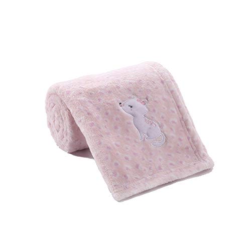 CREVENT 30''X40'' Cute Plush Cozy and Warm Fleece Baby Blanket for Girls Infant Toddler Crib Cot Stroller - Pink Cat