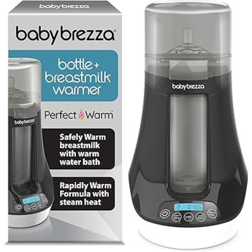 Baby Brezza Electric Baby Bottle Warmer, Breastmilk Warmer + Defroster - Only Brand with Different Temperatures for Breastmilk + Formula - Universal Fit for All Baby Bottle Sizes + Breastmilk Bags