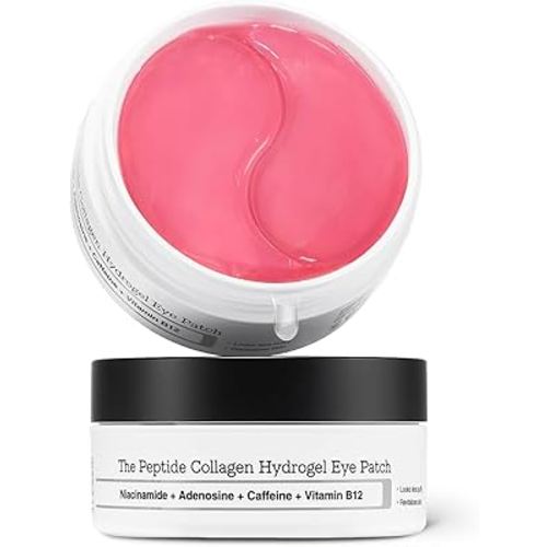 COSRX Pink Peptides Collagen Hydrogel Eye Patch for Puffy Eyes and Dark Circles, Under Eye Mask, 60 Under Eye Patches, Korean Skin Care, Stocking stuffers for women