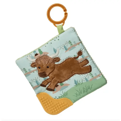 Mary Meyer Crinkle Teether Toy with Baby Paper and Squeaker, 6 x 6-Inches, Hetty Highland Cow