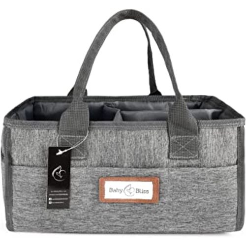 BabyBliss Diaper Caddy - Storage Bin for Nursery - Car Organizer for Diapers and Baby Essentials - Waterproof Storage Basket for Changing Table