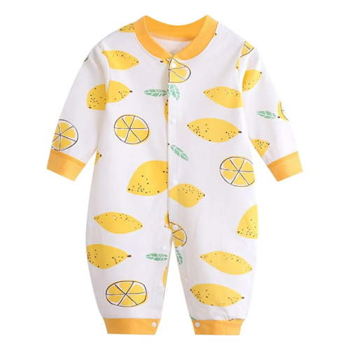 ZQUUVOU Newborn Baby Boy Girl Button Romper Infant Long Sleeve Casual Soft Cotton Footless Outfits Clothes For Yellow
