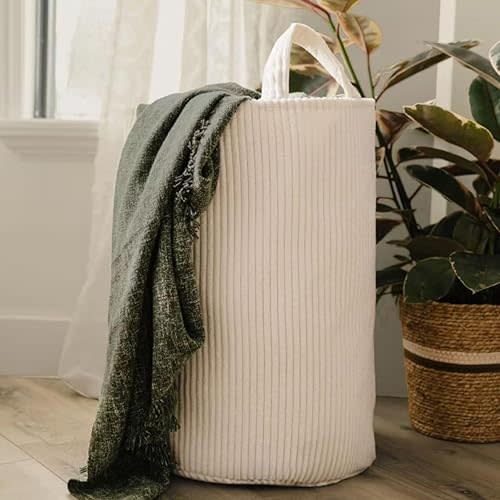 Putska Laundry Basket Hamper – Blanket Basket for organizing, Décor and Toys, Clothes Hamper – Perfect for Baby and Kids Room, Nursery, Bedroom, Bathroom, Living Room – Extra large, Cream