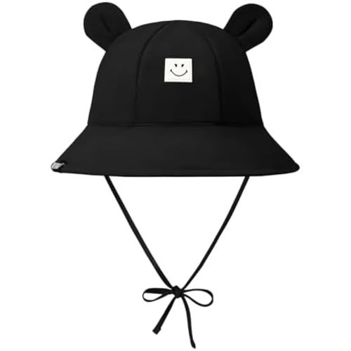 Durio SmileyWorld Baby Sun Hat with Bear Ear, UPF 50+ Sun Protection Baby Bucket Hat, Smile Face Sun Hat for Toddlers 0-4T