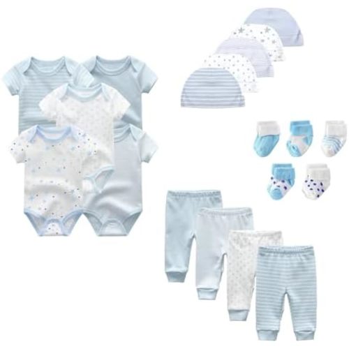 Unisex Baby Boy Girl Layette Sets Bodysuits Pants And Accessories 19 Packs Comfort Infant Outfit New Born Essentials