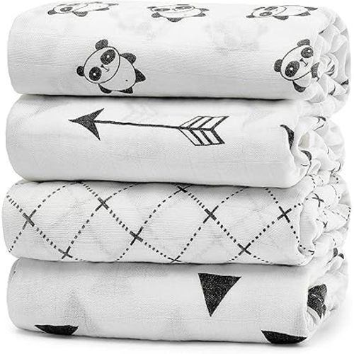 KiddyCare Baby Muslin Swaddle Nursery Blanket for Newborns | Bab Blankets for Boys/girls | Baby Cotton Blanket Gift for Newborn Babies 4-Pack