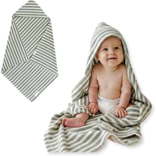 snuggle me Organic Hooded Towel, Newborn Bath Essentials (Slate)