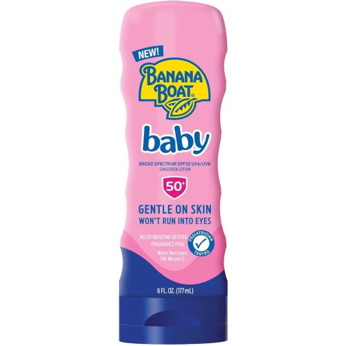 Banana Boat Baby Sunscreen SPF 50, 6Fl Oz | SPF 50 Sunscreen for Babies and Toddlers, Beach Essentials, Baby Sunblock, 6Fl Oz