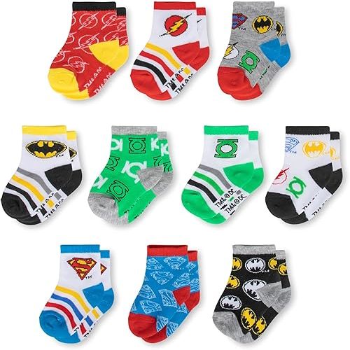 ABG Accessories Girls & Boys Minnie, Mickey Mouse, Baby Shark, Justice League 10-Pack Infant Sock 0-24 Months