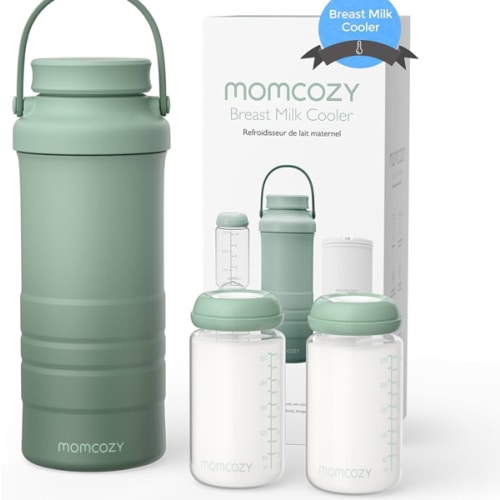 Momcozy Refroidisseur de lait maternel portable de 650 ml pour l'extérieur, refroidissement total à 360° pendant 24 heures, refroidisseur de lait maternel de voyage de grande capacité avec 2 biberons