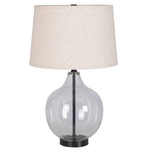 Large Glass Gourd Table Lamp Gray - Threshold™: UL Listed, Cotton/Polyester Drum Shade, 24" Height